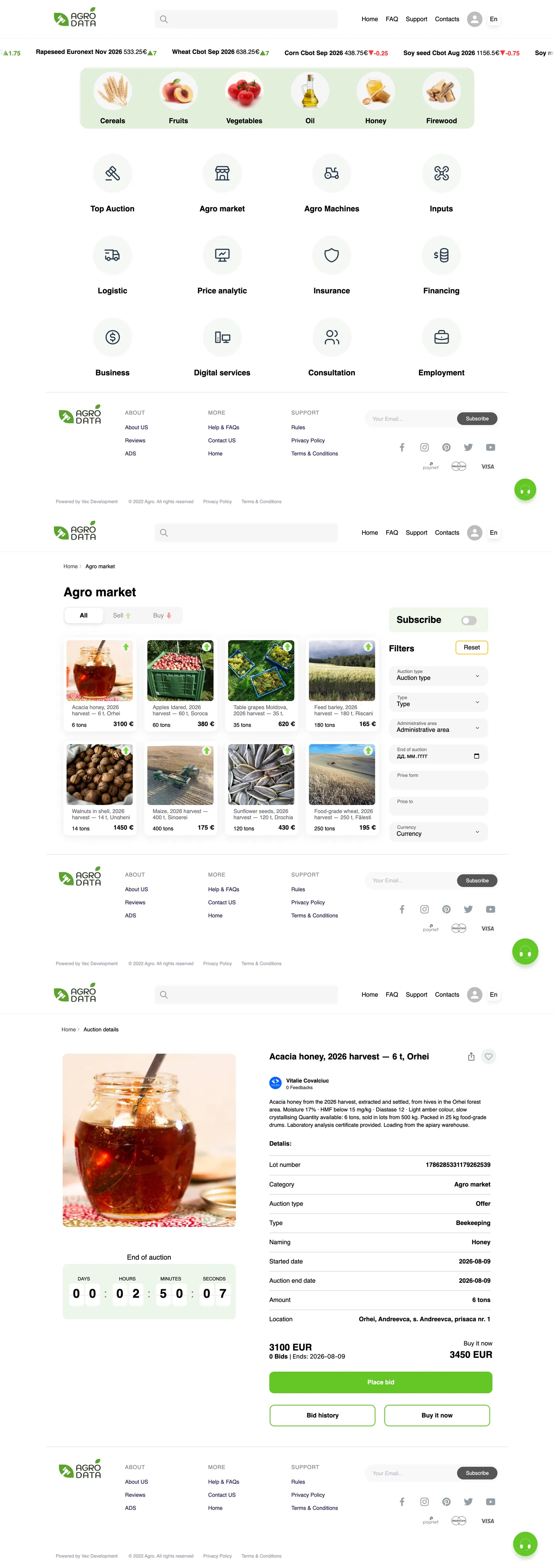 AgroData — Agro-industrial Auctions on a laptop screen