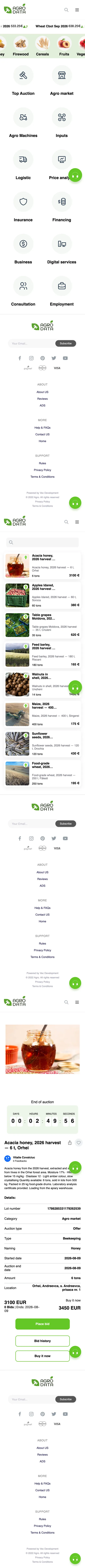 AgroData — Agro-industrial Auctions on a phone screen