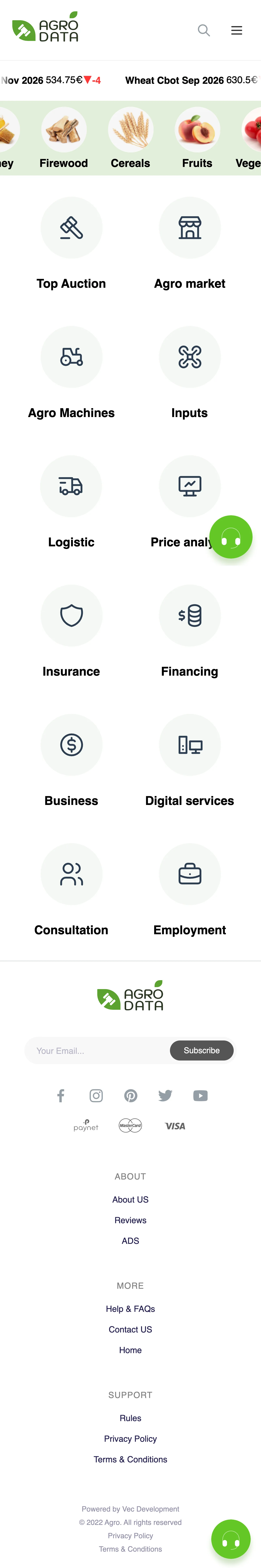 AgroData — Agro-industrial Auctions on a phone screen